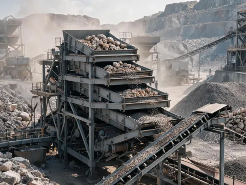 Triple deck vibrating screen