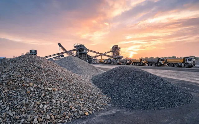 Highway base course aggregate stockpile