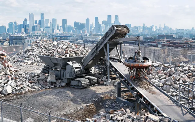 Urban recycled concrete crushing